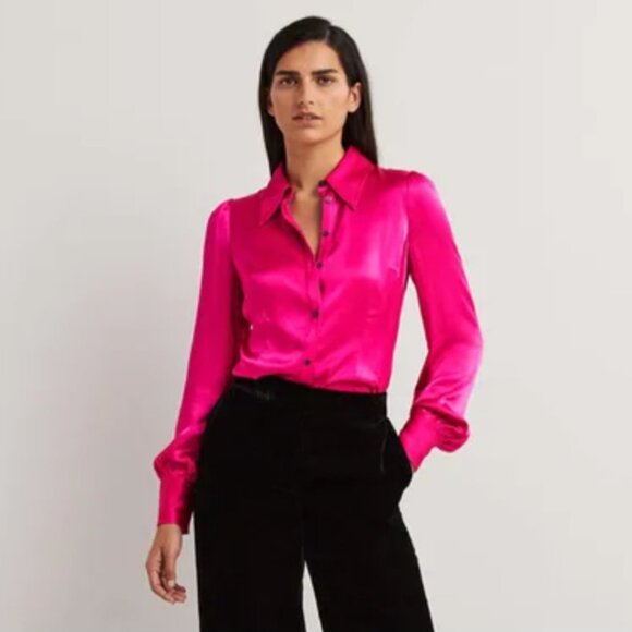 NWT Boden Dart Detail Satin Fitted Shirt 💗 - US16/18 - Picture 4 of 6